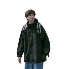 美式户外机能冲锋衣男秋季新品宽松轻薄运动连帽风衣外套，男装风衣，星座1210-1