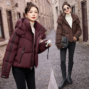 时尚超好看面包服羽绒服女2024冬季新款小个子洋气宽松白鸭绒外套图片