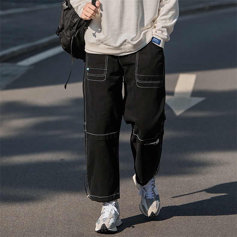 机能风工装裤秋潮流百搭ins宽松休闲束脚裤A438-6181-P7098,男装工装外套,电商A438
