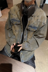 美式高级废土风长袖衬衫设计感小众牛仔衬衣JK502特P68，男装衬衫，星座908-1