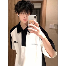 网图有货自制纯棉品质学院风撞色polo领短袖T恤男女A531-P35，男装T恤，星座1505