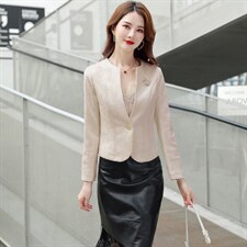 春秋修身小西装女短款小个子名媛气质收腰显瘦高级感小香风短外套，女装短外套，婵米儿