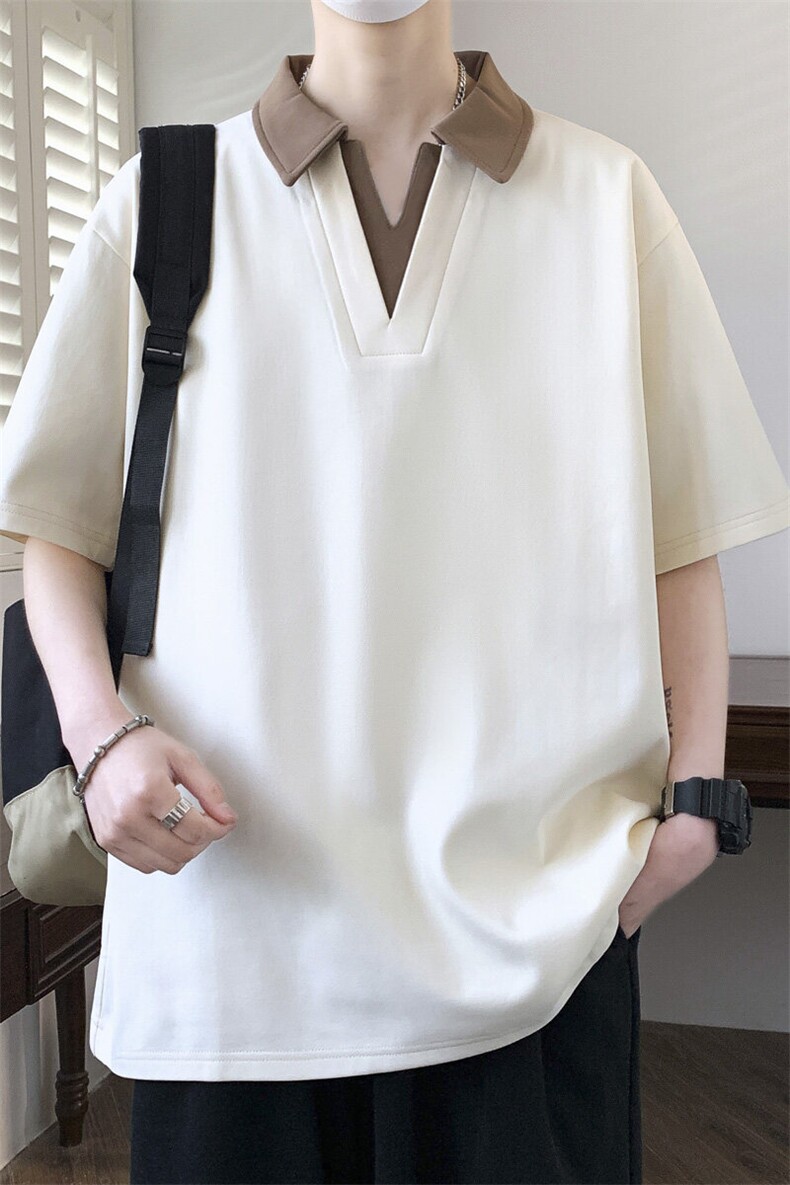 夏季大码公版拼色翻领POLO衫男休闲T恤短袖,男装Polo衫,星座1107-1