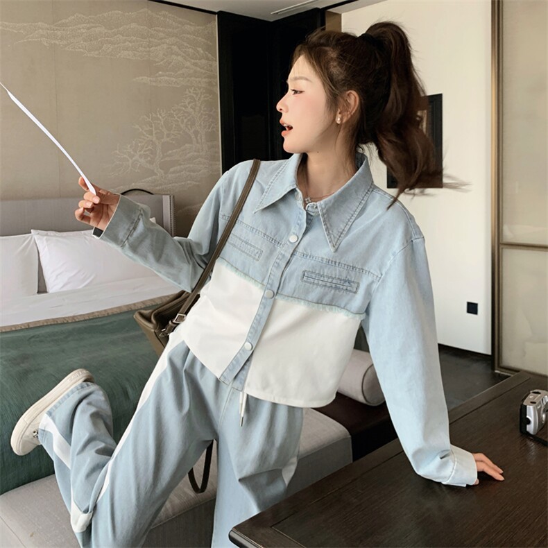 档口现货2025新款女装春秋韩版休闲牛仔两件套356-p165-k238,女装套装/套裙,2C266