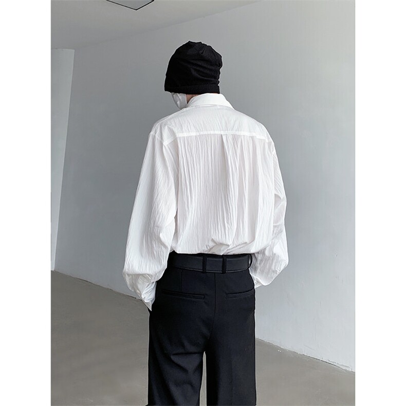 高级感白衬衫男韩版宽松潮流帅气休闲长袖设计感衬衣CS4319P75,男装衬衫,星座512-1（原513-3）