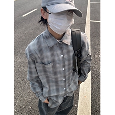 2025春夏新款提花格子长袖衬衫高品质格子衬衫复古外套CS255-P45，男装衬衫，星座301C-5