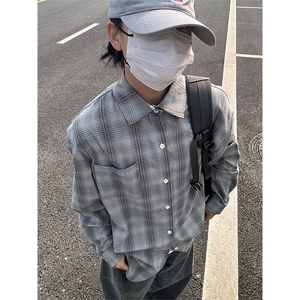 2025春夏新款提花格子长袖衬衫高品质格子衬衫复古外套CS255-P45图片