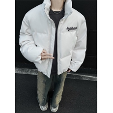男装冬装宽松绣花PU皮棉衣港风大码棉服情侣面包服外套S367-P128，男装棉衣，电商A233-1