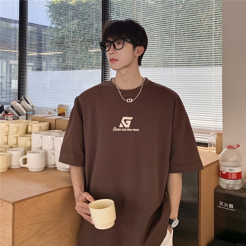 港风字母刺绣多色短袖T恤男DT77778P22块特价控45：供抖音视频,男装T恤,星座227-7