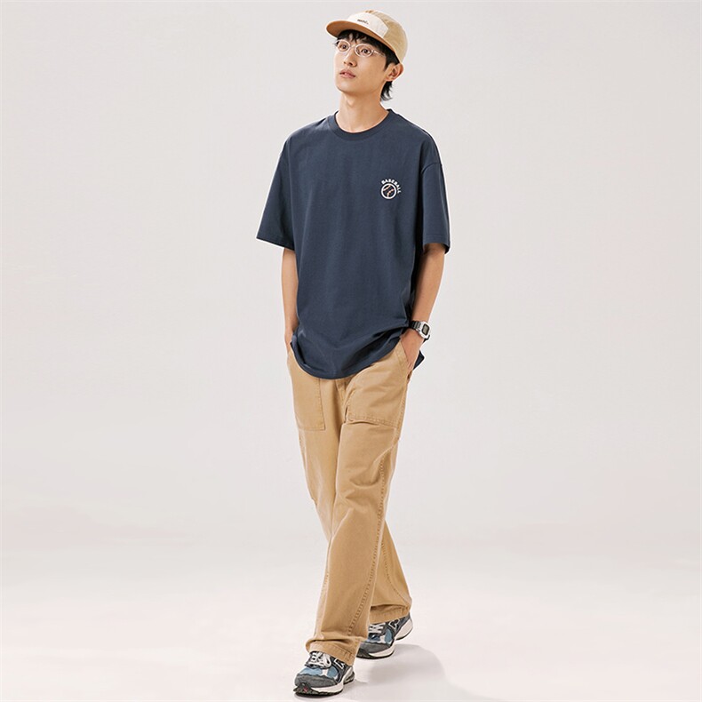 2024夏季新款男装日系潮牌纯棉印花圆领宽松短袖休闲T恤T936-F40,男装T恤,电商A101（原外27）