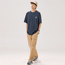 2024夏季新款男装日系潮牌纯棉印花圆领宽松短袖休闲T恤T936-F40，男装T恤，电商A101（原外27）
