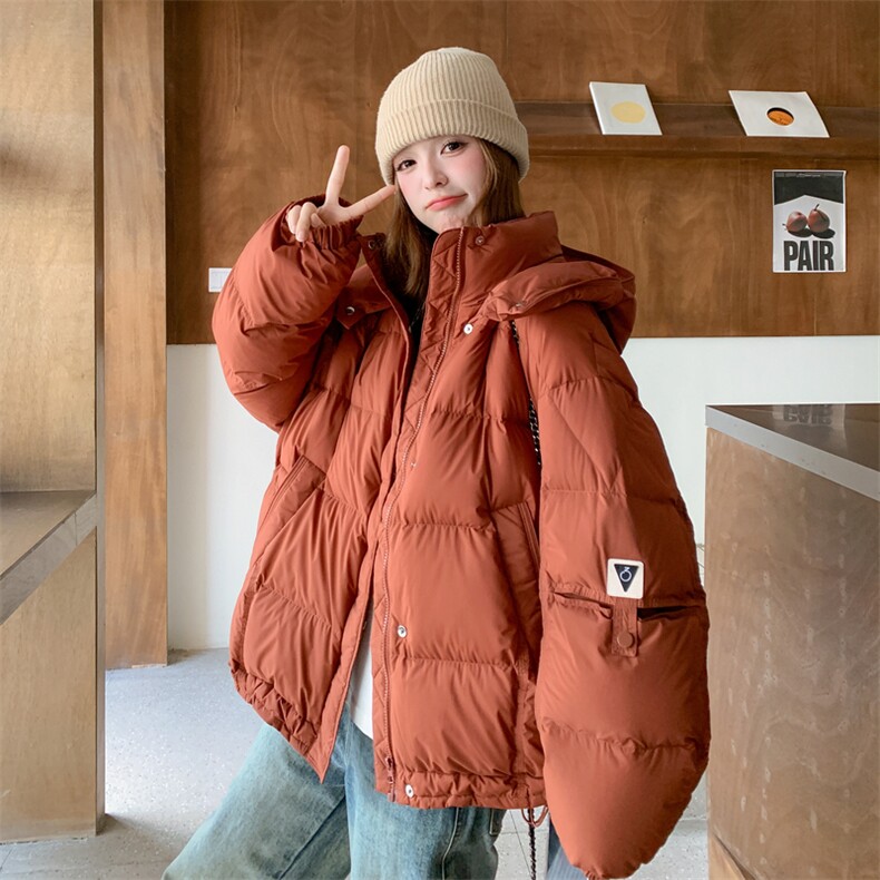 橘色轻薄短款羽绒服外套女冬季2025新款小个子流行爆款超火冲锋衣,女装羽绒服,2C273