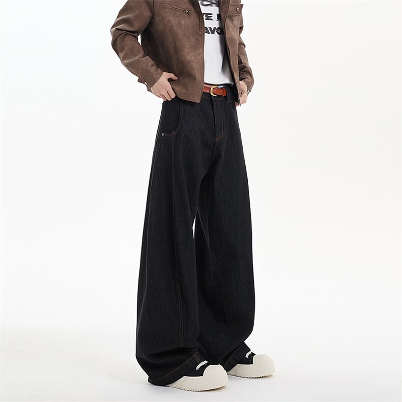 春季美式ins高街hiphop黑色水洗弯刀牛仔裤货号K25126P60，男装牛仔裤，电商A063