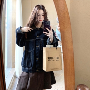 有货 领子拼皮牛仔外套2C090-8911-P145-K198图片