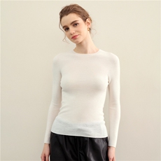 针织圆领打底衫女秋季长袖内搭t恤2025新款洋气修身，女装针织衫/毛衣，蒙莲贝斯