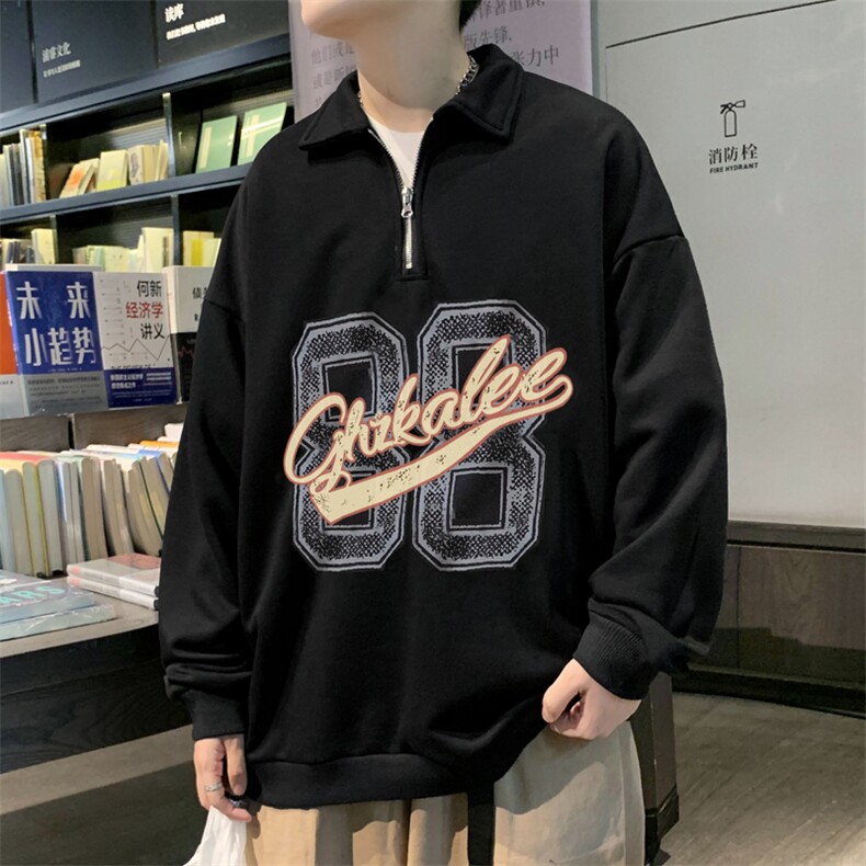 美式POLO衫翻领卫衣男春秋潮牌宽松情侣装外套WY015-P40,男装卫衣,星座308B-1