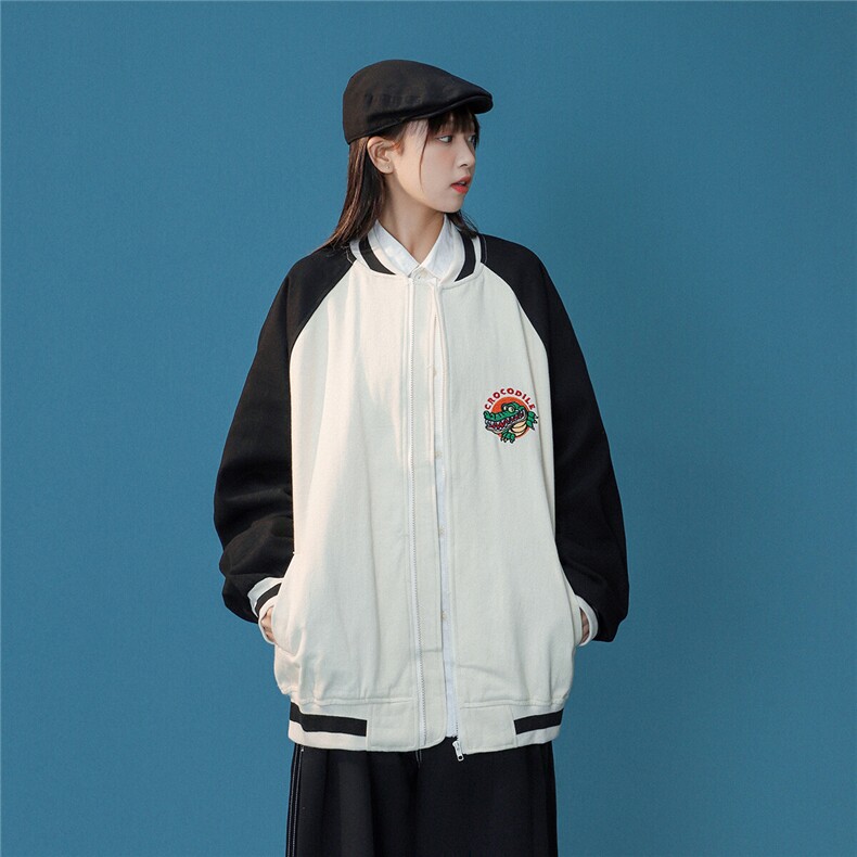 25春季新款棒球领潮流鳄鱼水洗长袖休闲夹克外套JK97/P90/138图片