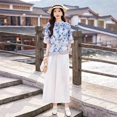 现货现货现货2024年夏季新款棉麻套装两件套女，女装套装/套裙，阳光伊恋