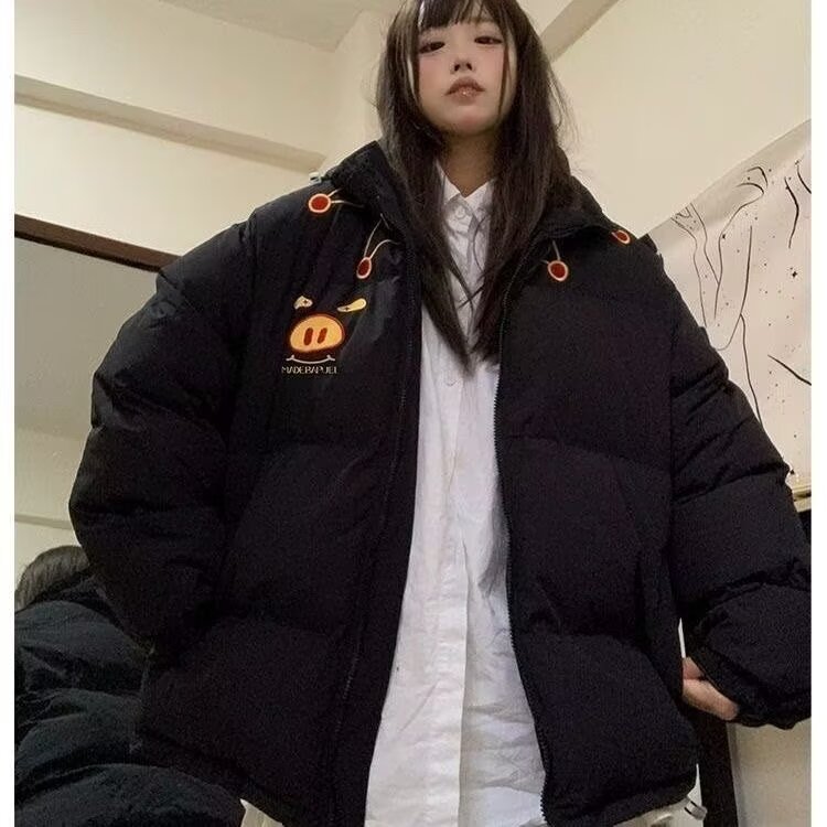 网络图现货 潮流文艺日系新款原宿猪猪侠慵懒百搭棉衣JS331-P98图片