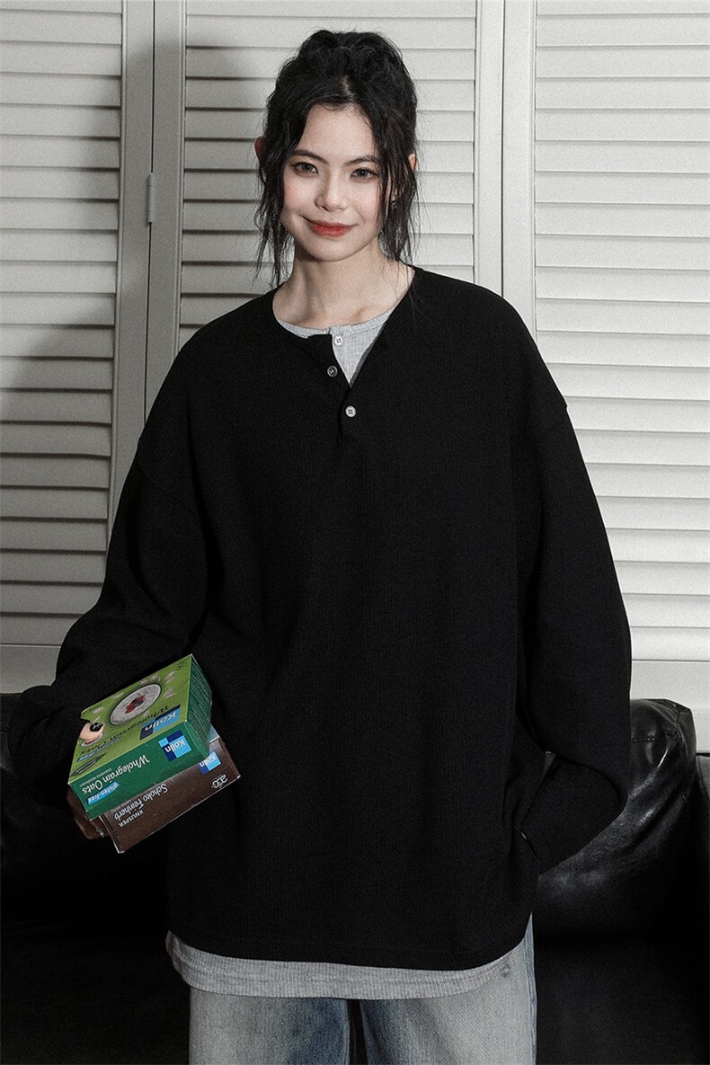 特批-中性24秋装假两件双层领打底衫港风男女秋季长袖T恤S330-P38,男装T恤,电商A233-1