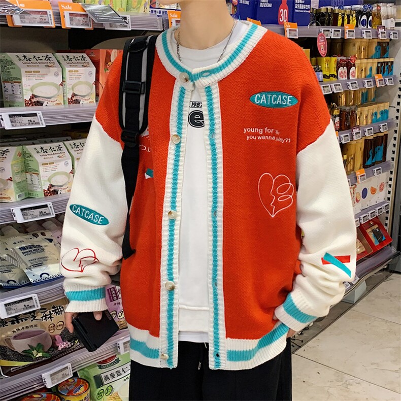 ！2023秋冬新款男士针织开衫潮流棒球服毛衣外套M323P78,男装针织衫/毛衣,电商B220