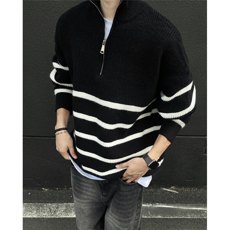 日系毛衣男女秋装ins慵懒风bf复古软糯套头拉链针织衫M5007，男装针织衫/毛衣，星座1116A（原606A-3）