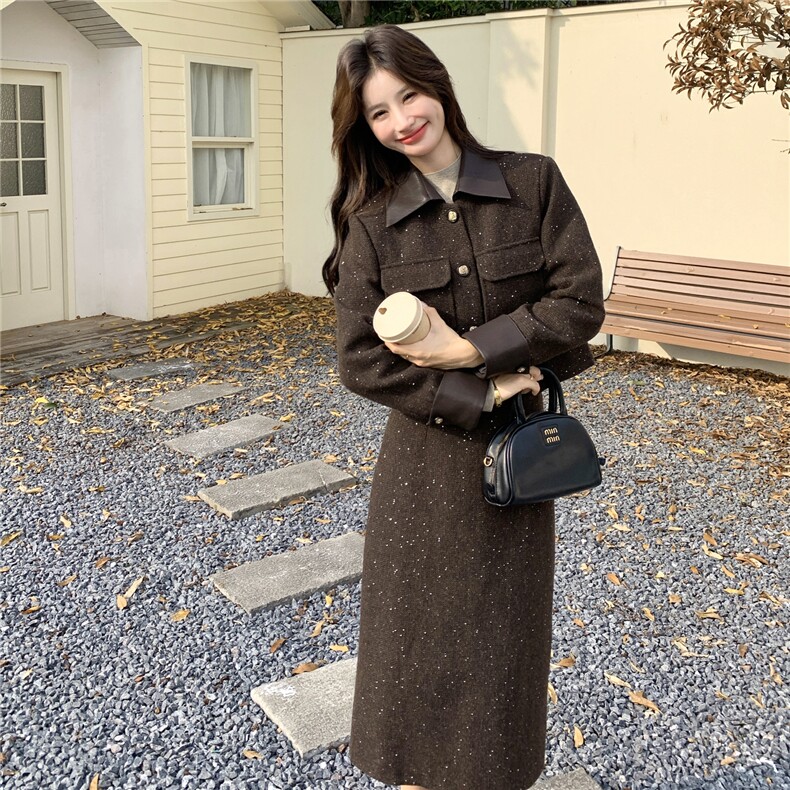 新品现货2025女装冬装西装羽绒服连衣裙两件套8080-p265-k398,女装羽绒服,2C266
