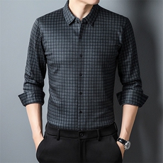 DZ22360钱塘2020-2冬季厚款加绒新款商务休闲中年男士衬衣P66，男装衬衫，钱塘207-2