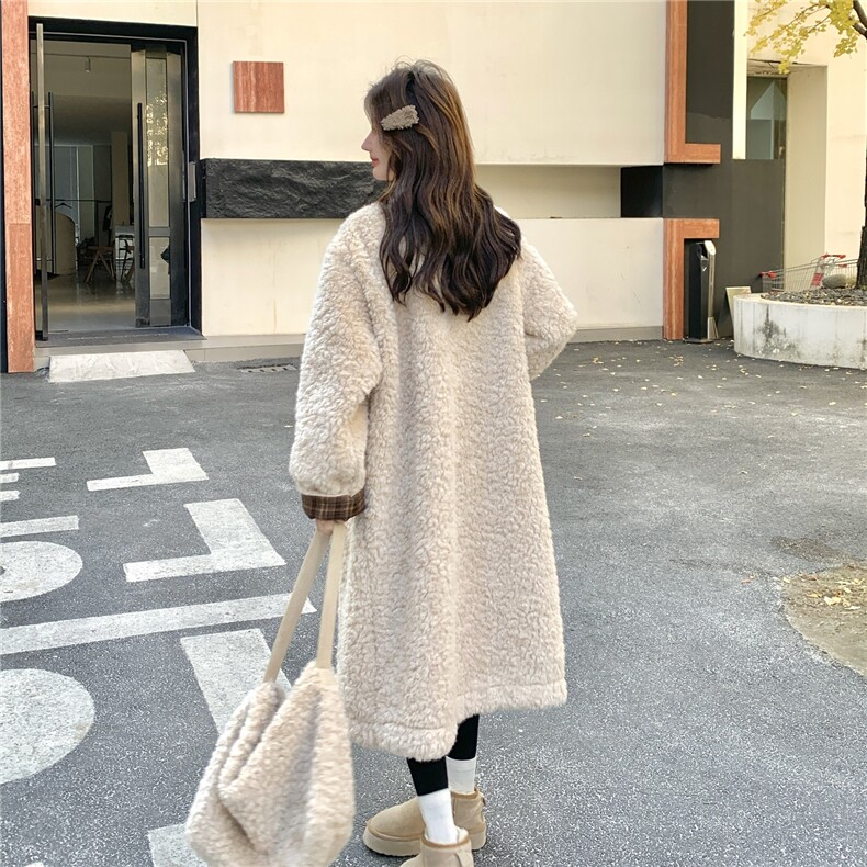 新款长款羊羔毛长款外套带包包2D014-10056-245-K378,女装棉衣/棉服,2D014