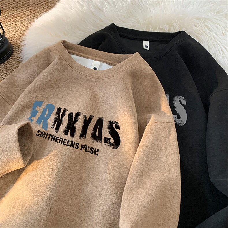 秋冬季新款美式复古鹿皮绒长袖圆领印花卫衣TP004-特P29,男装卫衣,电商B219A