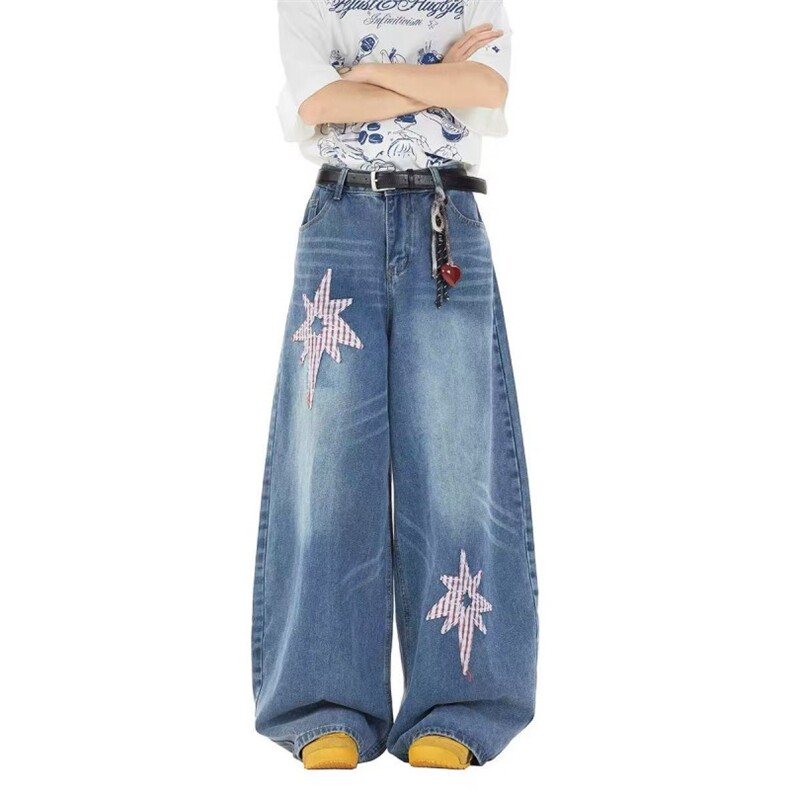 AK2140-P53港风高街潮流痞帅新款牛仔裤嘻哈ins，女装休闲裤，星座617A-2