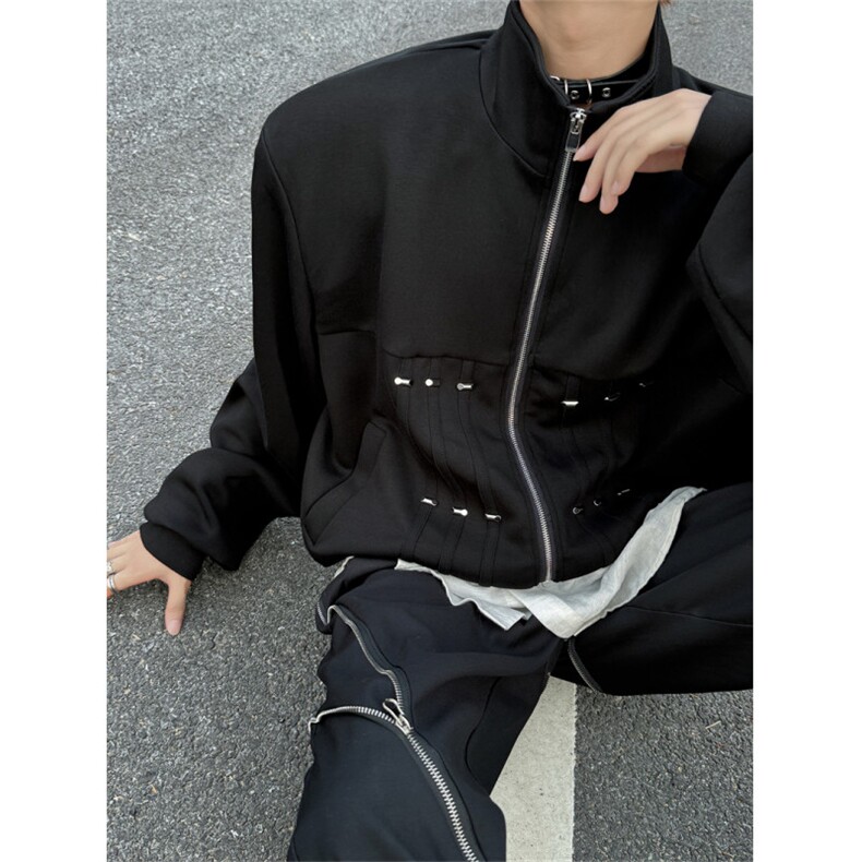 XZ1005-1-TTH0097-批88-设计感金属开衫卫衣图片