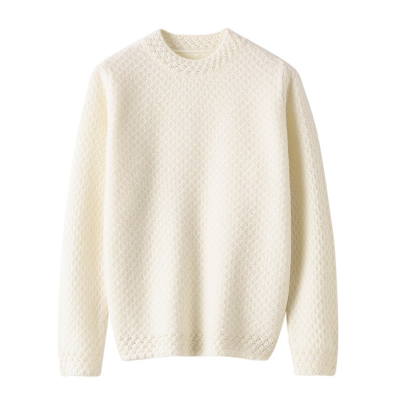 2025秋冬新款女羊绒衫100%纯山羊绒纯色厚款圆领简约休闲针织套衫,女装羊毛衫,暮绒羊羊绒