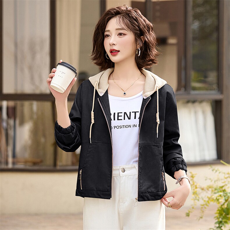 皮衣外套女短款2025新款春秋小个子韩版宽松时尚休闲PU皮夹克上衣,女装皮衣,臻衣坊
