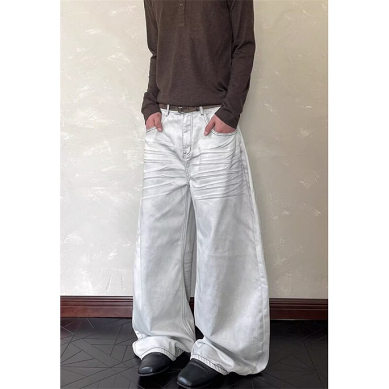 水洗cleanfit牛仔裤男女春秋情侣宽松休闲直筒阔腿长裤子N1359,男装牛仔裤,星座1116A（原606A-3）