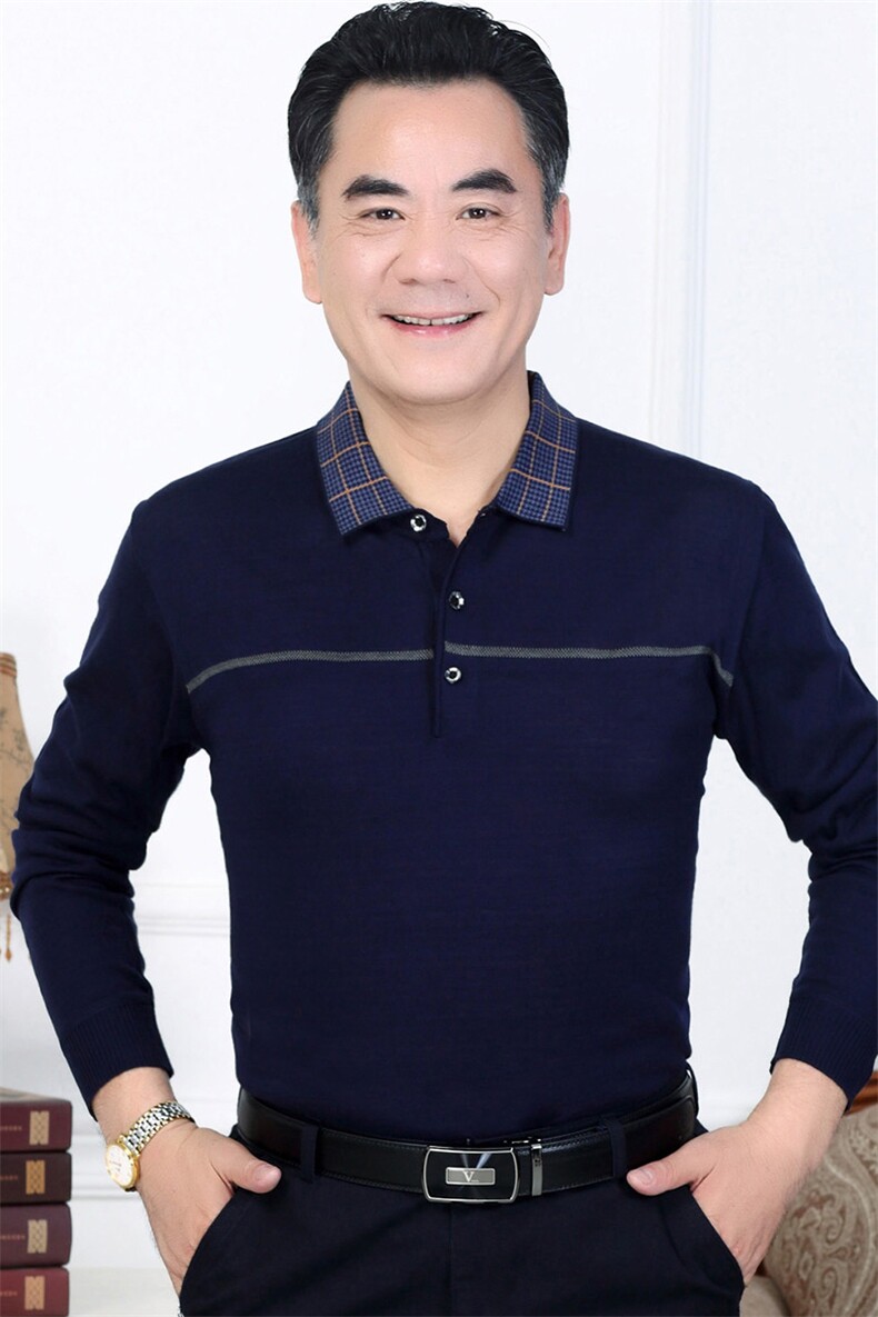 中老年长袖t恤男爸爸秋装上衣中年秋衣打底衫春秋季商务薄款卫衣,男装卫衣,电商B212（原钱塘6029）