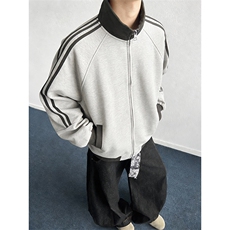 抖音得物高品质26春装美式高街重磅结构拼接织带立领卫衣外套CM42，女装短外套，电商A486