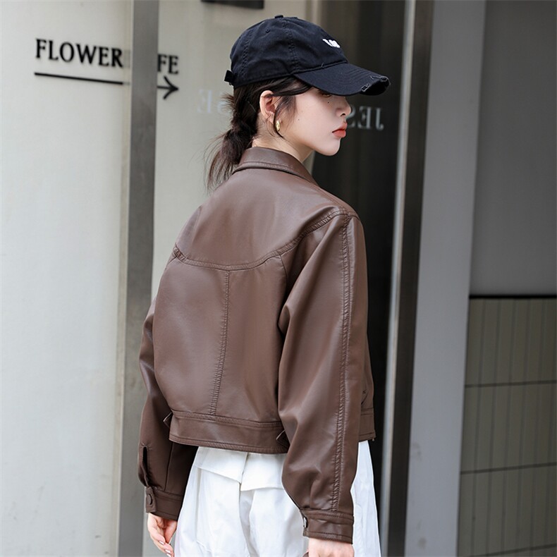 2024春装新款甜酷炸街气质感皮衣夹克,女装皮衣,美拉德工厂直营店