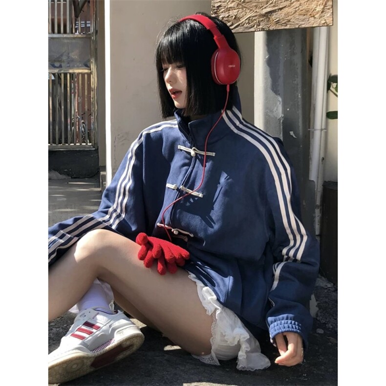 网图新中式风盘扣高级感美式复古麂皮绒立领夹克外套JK1103-P85图片