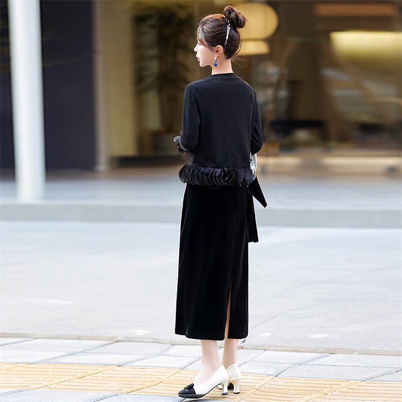 现货！！！2024年春季新款新中式盘扣提花马甲半裙气质三件套套装,女装套装/套裙,奕薇雅