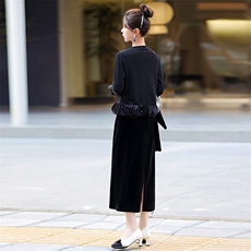 现货！！！2024年春季新款新中式盘扣提花马甲半裙气质三件套套装，女装套装/套裙，奕薇雅