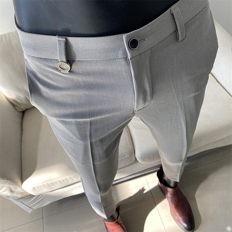 春季西裤男修身直筒高级感商务休闲男士九分裤9089—特批P45,男装休闲裤,电商B368