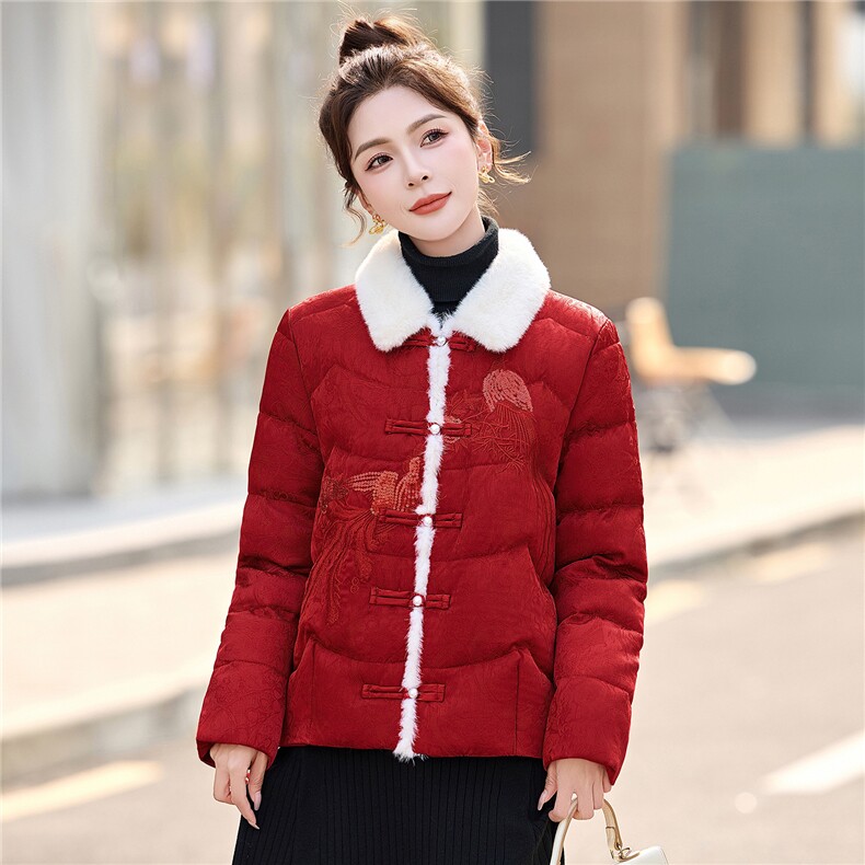 羽绒服女冬季2025年新款时尚白鸭绒加厚保暖外套,女装羽绒服,悠米