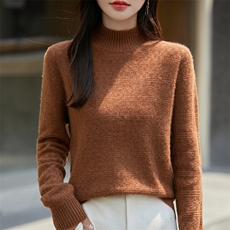 重磅加厚100纯羊毛半高领打底衫女2025新款提花保暖内搭针织毛衣，女装羊毛衫，昭美羊绒