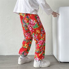 CK203秋新东北大花民族特色风休闲哈伦运动裤束脚九分裤炸街，男装休闲裤，星座115A(原星座507）