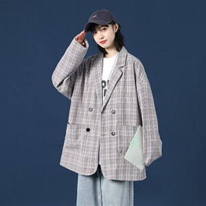 21春季港风格子西装男中性风西装女高品质现货DS-C407-XZ702-P75图片