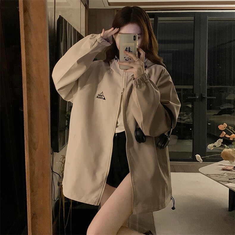 新款冲锋衣女新款美式复古外套春秋薄款小个子棒球服夹克C712-90图片