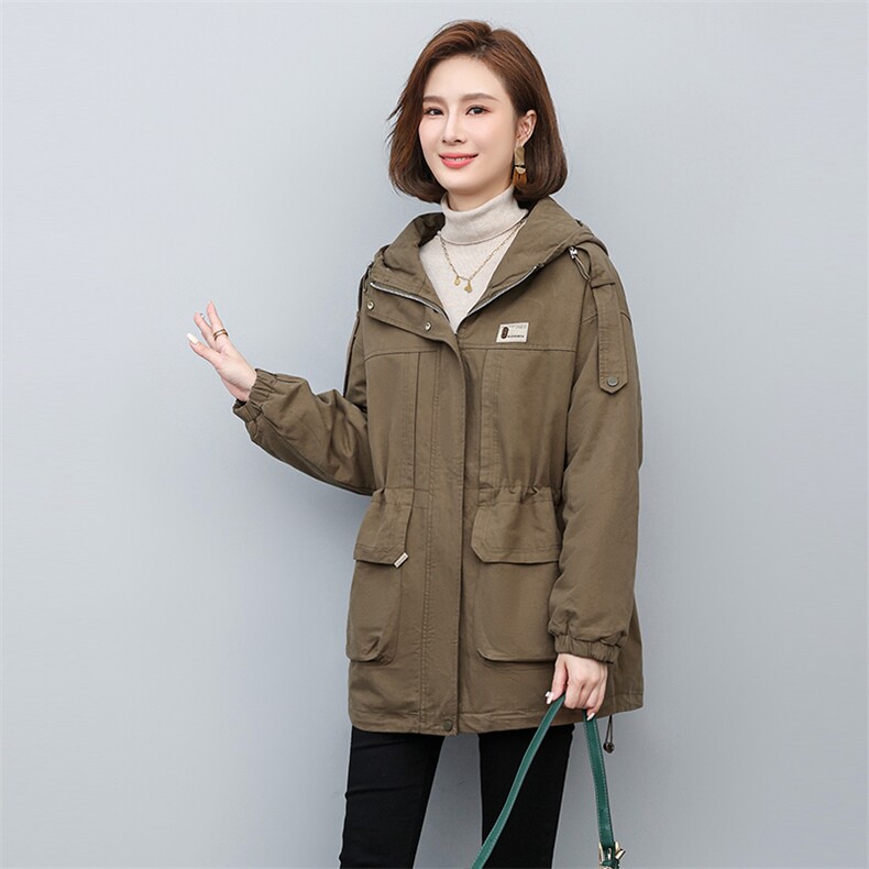 2024年冬季时尚潮流中长款休闲加绒加厚派克服,女装派克服,独衣靓