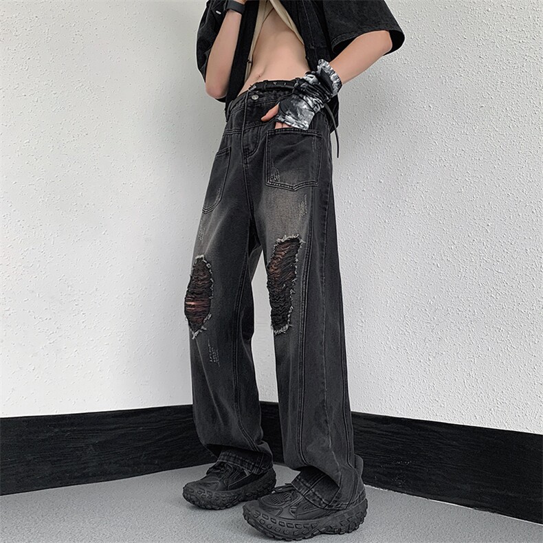 2023美式ins高街暗黑小众破洞牛仔裤313A-1-NZ031-P55控68,男装牛仔裤,星座808A-1