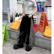 常规条纹斜纹拼接解构弯刀裤男秋冬款直筒潮夏季哈伦裤KQ606，男装休闲裤，星座1116A（原606A-3）